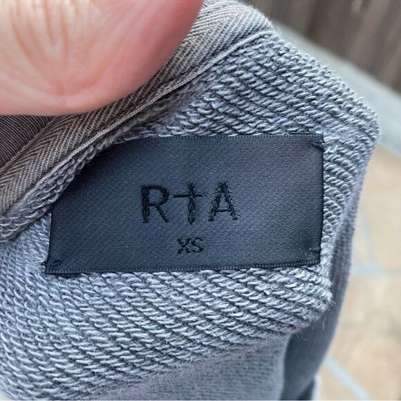 RtA Gray Braided Sleeve Detail Crew Neck Cotton Sweatshirt size XS - Picture 9 of 11